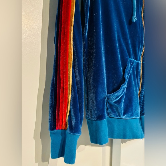 Aviator Nation ๐ XS Classic Velvet Zip Blue Hoodie with Signature Rainbow ๐ - Picture 4 of 8